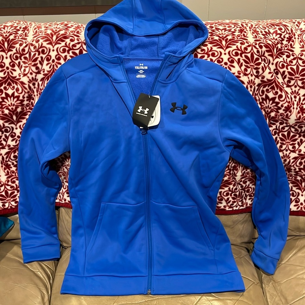 NWT YXL Royal blue Under Armour full zip hooded sweatshirt